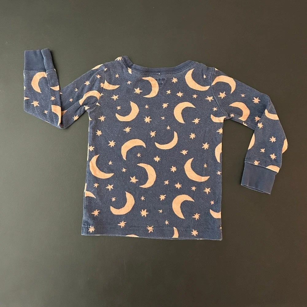 Old Navy Toddler 3T Pajama Top Navy Blue Moon Star Celestial Long Sleeve 1347